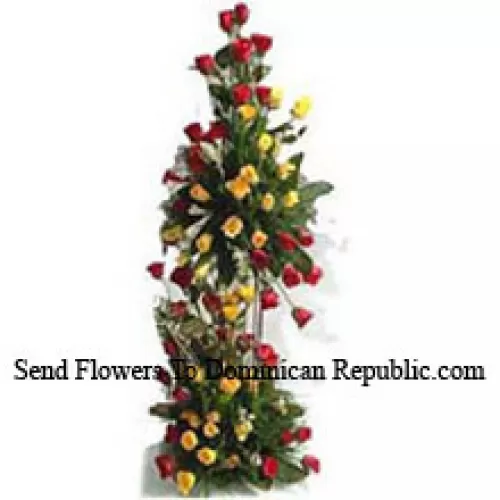 4 Feet Tall Arrangement Of 150 Red Roses And 150 Yellow Roses