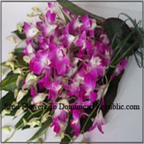 Bouquet d'orchidées avec des garnitures saisonnières